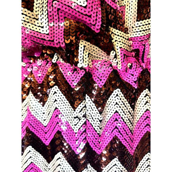 NWT Endless Rose Sz M Sequin Chevron-Print Romper Indie Festival Going Out Club - Picture 2 of 7